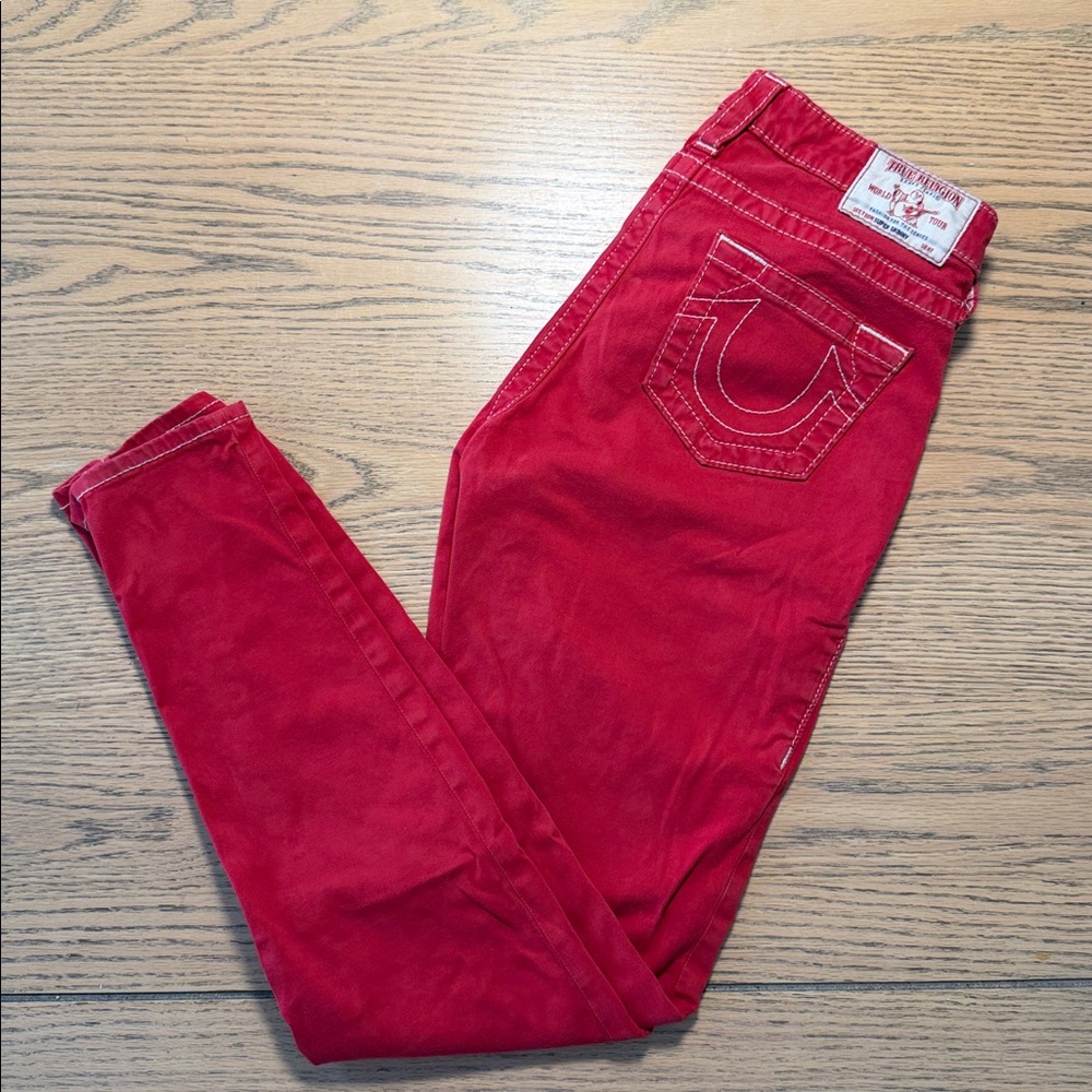 True Religion Skinny Jeans in Bright Red - Size 28